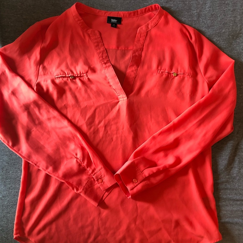 Gorgeous Red/Orange Silky Blouse!